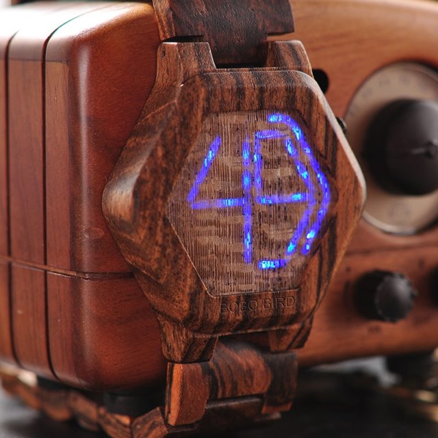 BOBO BIRD Wood Watch Men Led Electronic Display Wristwatch Male  Kisai Unique Night Vision Bamboo Clock With Box Christmas gifts