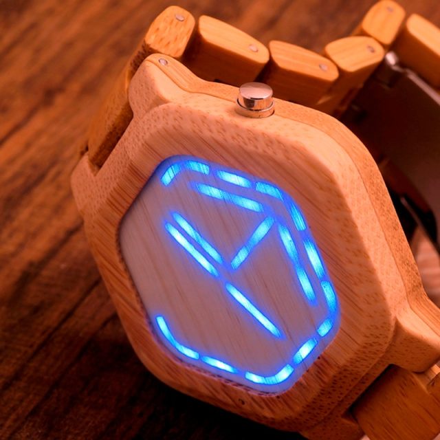 BOBO BIRD Wood Watch Men Led Electronic Display Wristwatch Male  Kisai Unique Night Vision Bamboo Clock With Box Christmas gifts